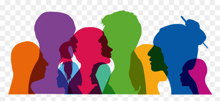 Stock photo of multi-colored silhouettes of different people