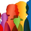 Stock photo showing different silhouettes of people