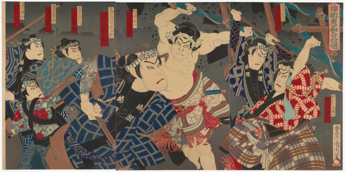 Woodblock print of Kabuki actors