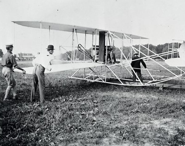 Wright Brothers with the 1909 Wright Military Flyer