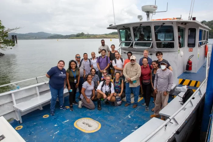 Secretary Bunch and STRI staff on deck of boat