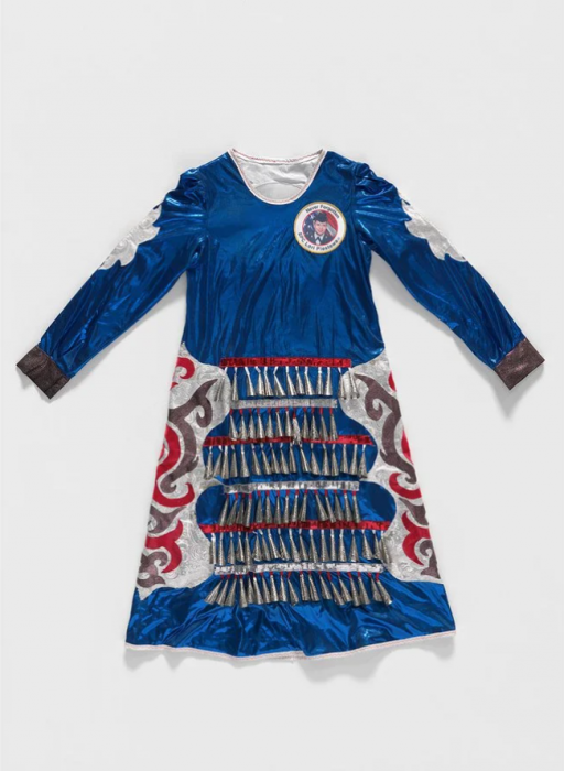 Blue and red ceremonial dress