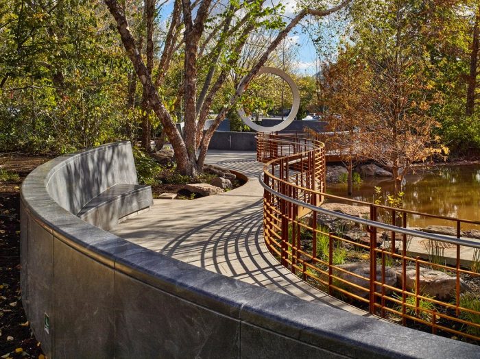 winding pathway to Native American Veterans memorial