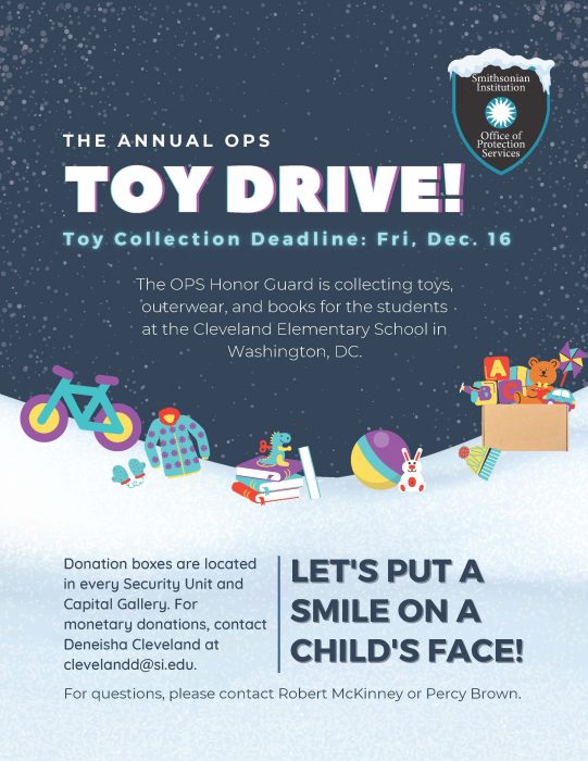 Poster for the annual OPS Toy Drive.