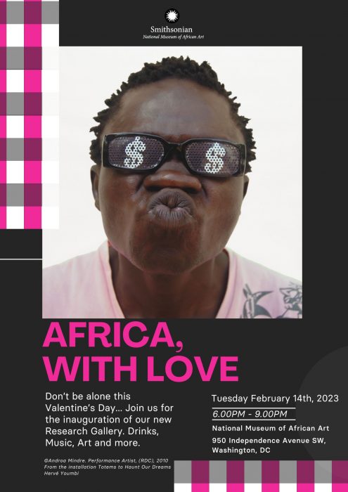 Pink and black invitation to Africa With Love event