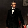 Cropped detail from Lincoln portrait on display at NPG