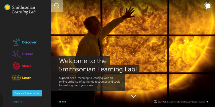 Screenshot of Smithsonian Learning Lab splash page