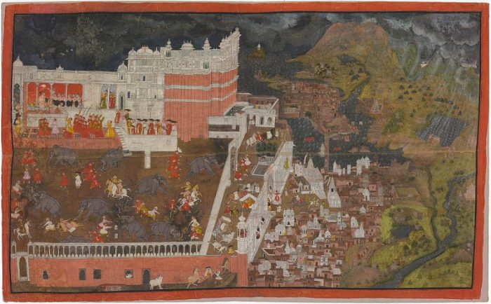 Indian painting of a palace seen from above