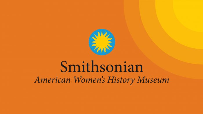 Orange banner for Smithsonian American Women's History Museum