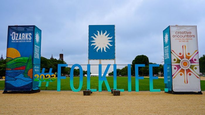 Signs for 2023 Folklife Festival on the Mall