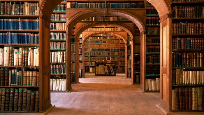 tock photo of library seen through series of arched doorways