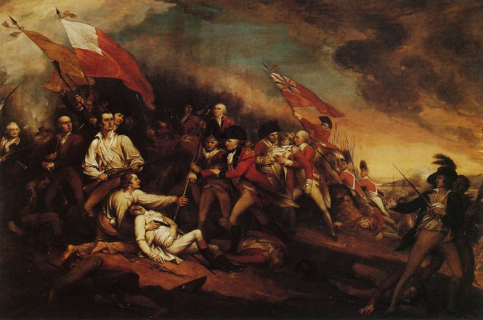 Oil painting depicting the Battle of Bunker Hill