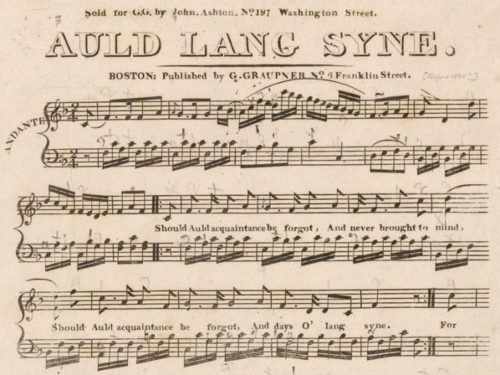 Sheet music for Auld Lang Syne