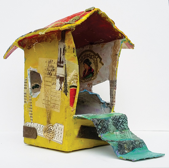 Papier-mache birdhouse