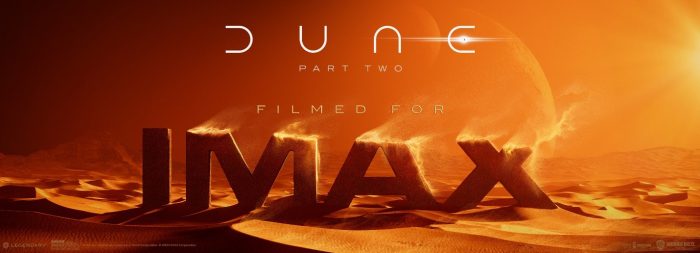 IMAX poster for movie DUNE: PART Two showing desert landscape