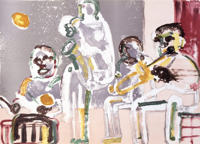 Abstract collage of jazz musicians