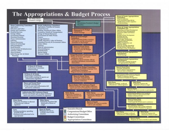 Elaborate chart showing federal appropriations process