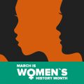 Stock graphic for Women's History Month showing women in profile