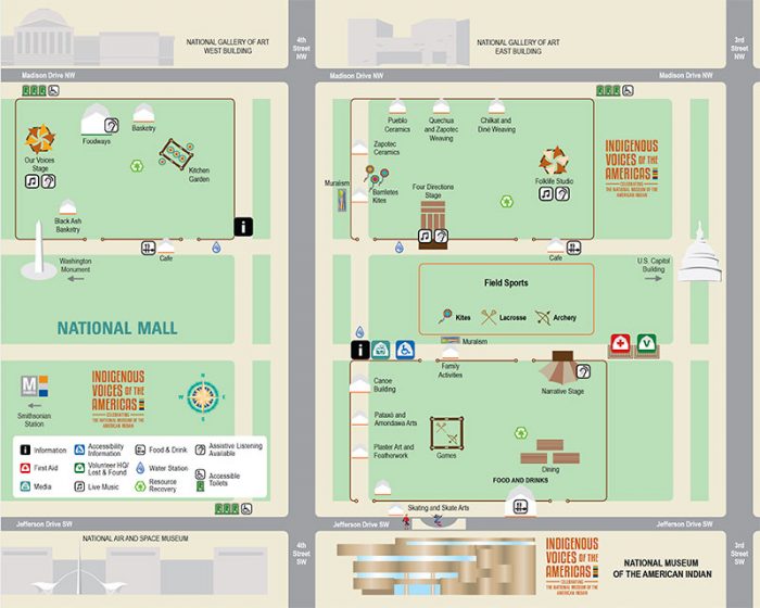 Map of the National Mall showing Folklife Festival locations