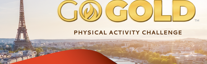 Go Gold Physical Activity Challenge banner showing Eiffel Tower and Paris skyline