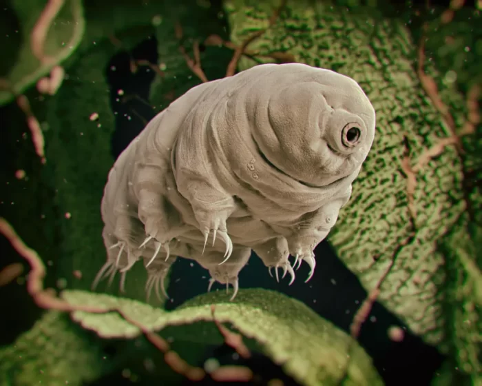 Microscopic tardigrade in natural habitat