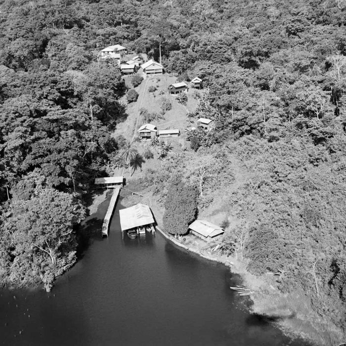 Aerial view of STRI's facility on Barro Colorado Island in 1950