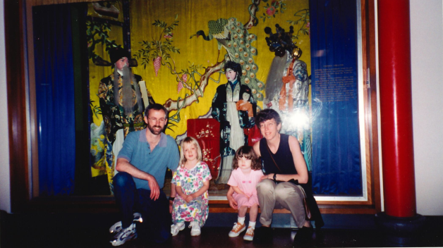 Balog and brother pose with two young girls