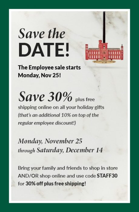 Flyer for Smithsonian Enterprises Holiday Sale