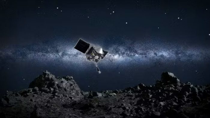 Artists rendering of spacecraft collecting samples