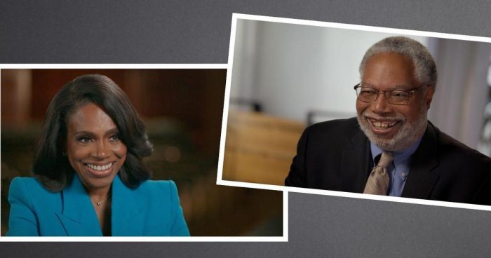 Side-by-side snapshots of Sheryl Lee Ralph and Lonnie Bunch