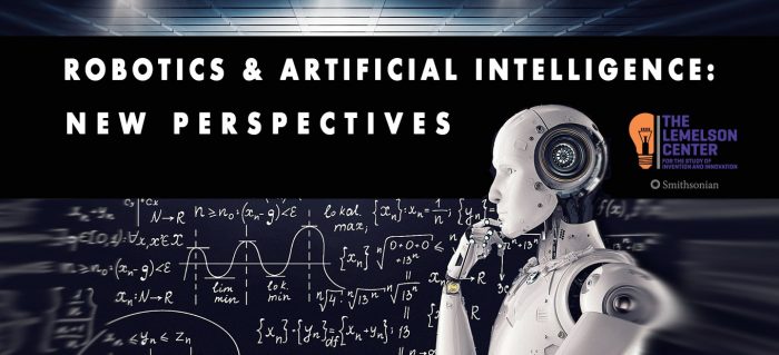 Banner showing robot pondering mathmatical formulae with text "Robotics and Artificial Intelligence Working Group